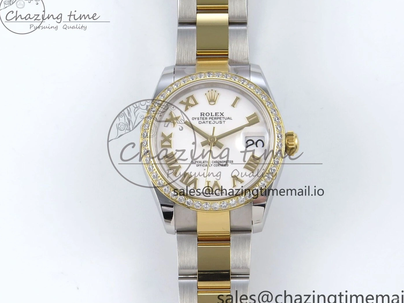 MiroTime 0317 DateJust 31 278383RBR ARF 1:1 Best Edition 904L Steel White Roman Dial Diamonds Bezel on SS YG Oyster Bracelet ETA Cozy 400